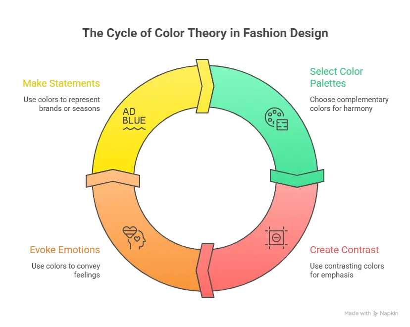 What Is Color Theory in Fashion Designing?
In the realm of fashion design, the study of how colors interact with one another, how they are perceived, and how they are perceived is referred to as color theory. They are provided with a framework that enables students to construct ensembles that are consistent, convey feelings via color, and create combinations that are visually appealing. With an understanding of color theory, designers are able to do the following:
When you want to make your garments seem better overall, select color palettes that are complementary to one another.
Make use of colors that are complementary to one another in order to generate contrast or call attention to certain aspects.
Feelings such as friendliness, tranquility, excitement, or elegance may be evoked successfully.
If you keep to a color scheme, you may make a statement about your firm or about the changing of the seasons.
The purpose of color theory is to aid designers in making purposeful judgments that raise clothing from the level of basic fabric to that of an aesthetically fascinating and emotionally engaging piece of art. This is why color theory is an essential component of the fashion industry (fashion business).