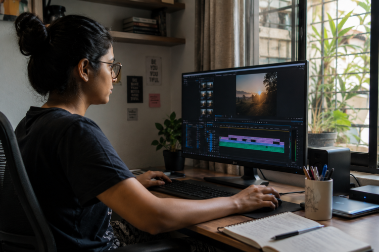 Female-video-editor