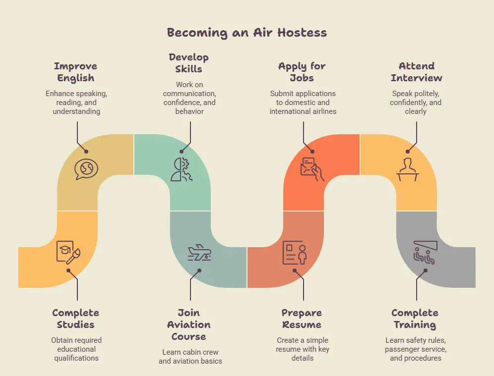 Step-by-Step Process to Become an Air Hostess - visual selection