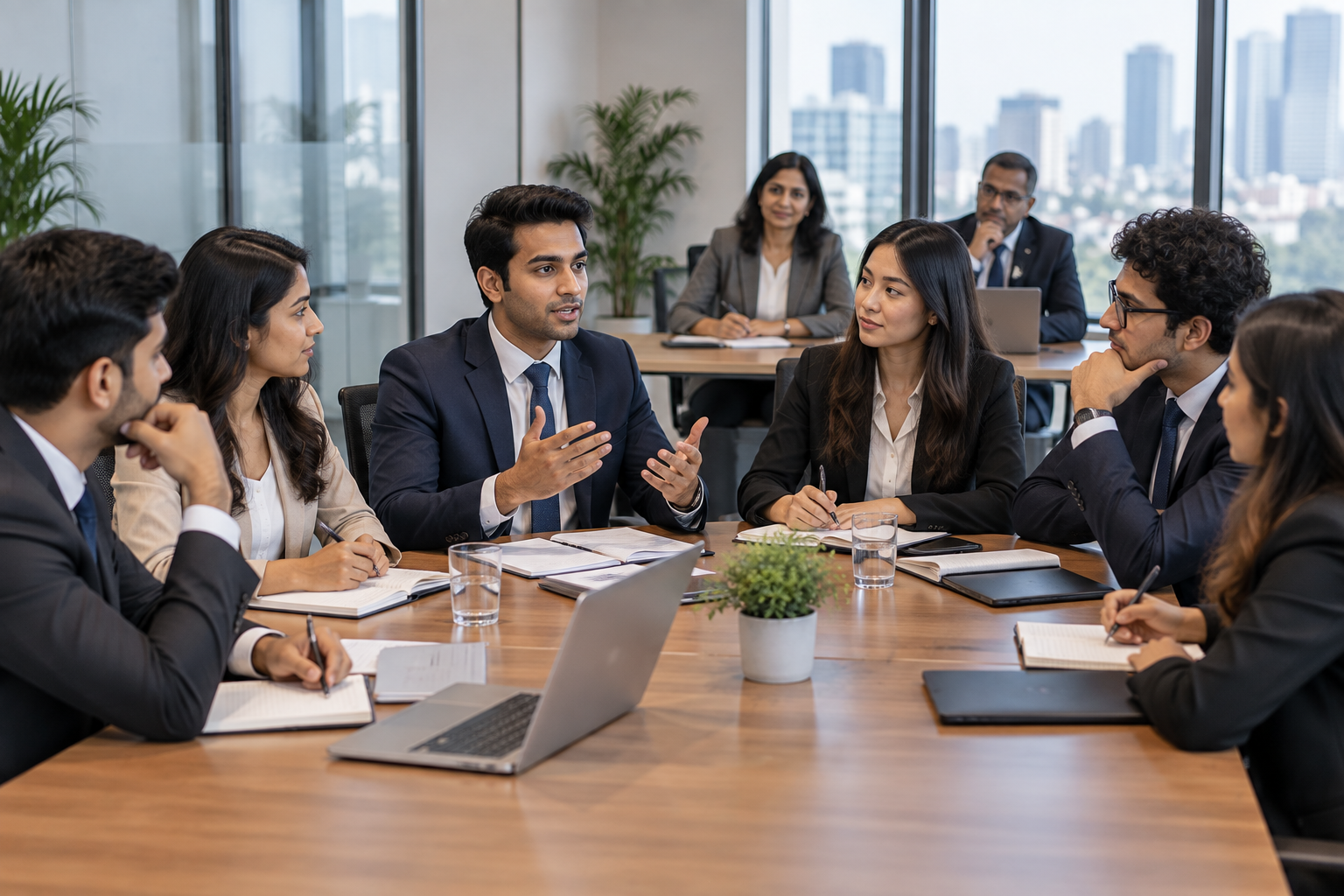 Collaborative-Corporate-Meeting-in-a-Glass-Office