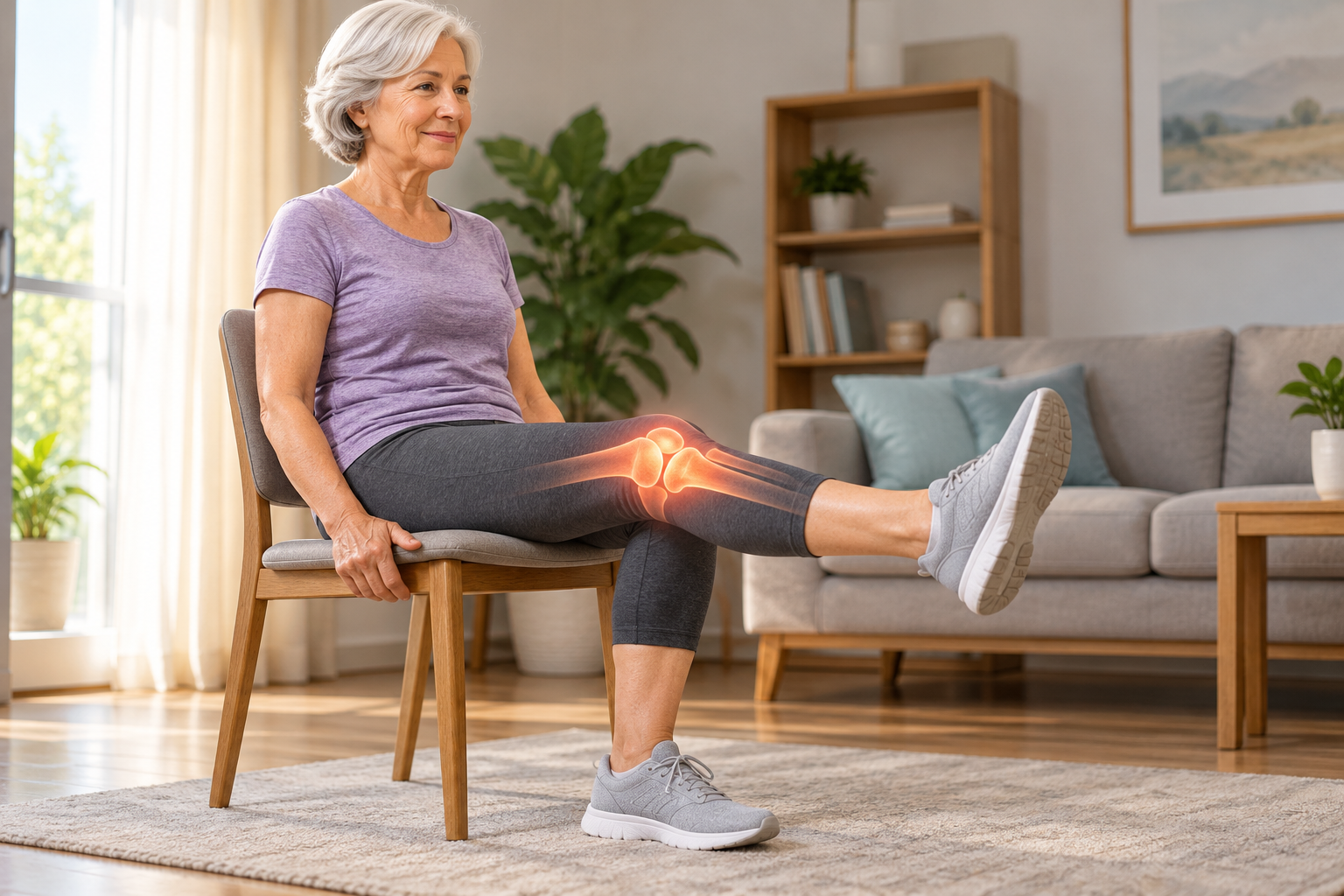 Senior-Woman’s-Seated-Knee-Exercise