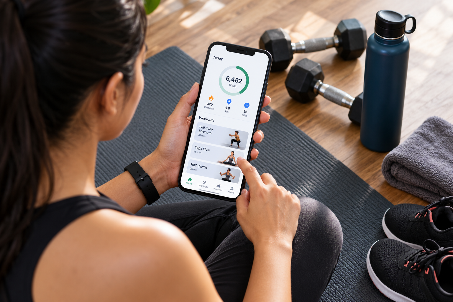 Smartphone-Fitness-App-Workout-Setup