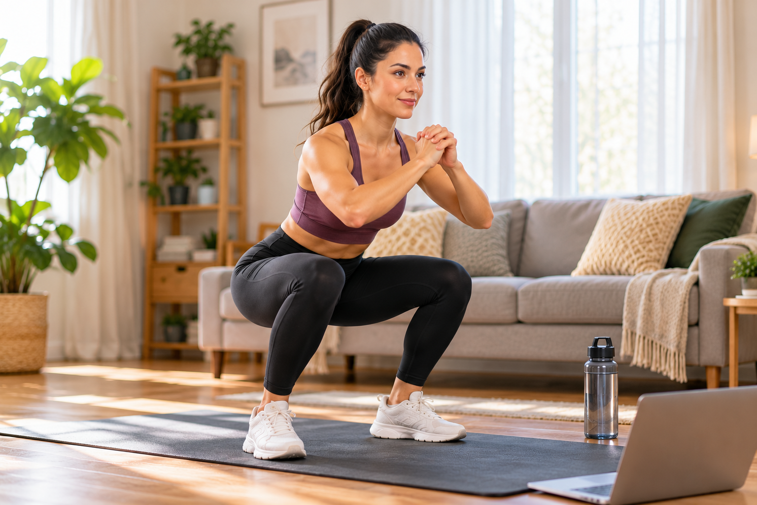 Sunlit-Living-Room-Squat-Workout