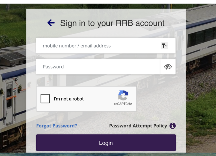 rrb forgot password